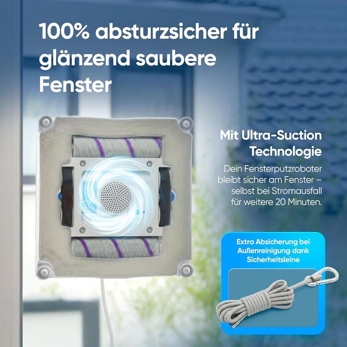 Робот для миття вікон Winbot Roboclean з пульверизатором, анти-падіння та керуванням через додаток