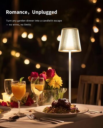 LED настільна лампа LuminexDesigns бездротова з акумулятором 5200mAh, диммер, IP54, для спальні, офісу, саду, білого кольору, 1 шт. (Сучасний, компактний)