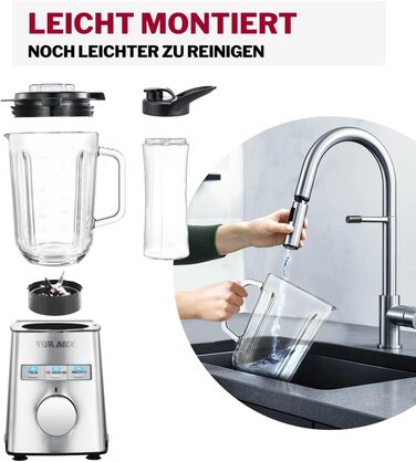 Бездротовий занурювальний блендер Turmix CX 422 з набором аксесуарів: чаша, подрібнювач, віночок, підставка – 1800W, Li-Ion, для універсальної кухні