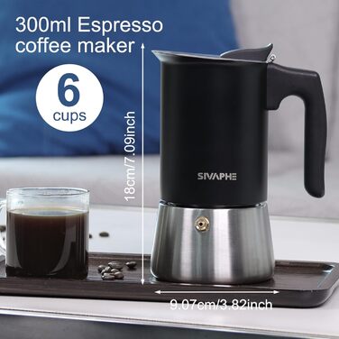 Espressokocher Sivaphe Induktion, 450 мл, нержавіюча сталь, для 9 порцій, без алюмінію