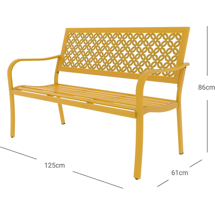 Металева лавка Grand Patio для саду, парку та балкону - 2-3 місця, ретро-стиль, сіра (сірка), сталь, чавун