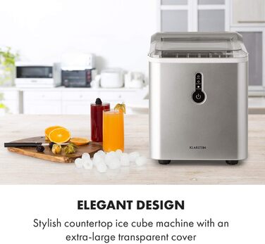 Машина для приготування льоду Klarstein Eiswürfelmaschine, 1.5L, 12 кг/день, срібна