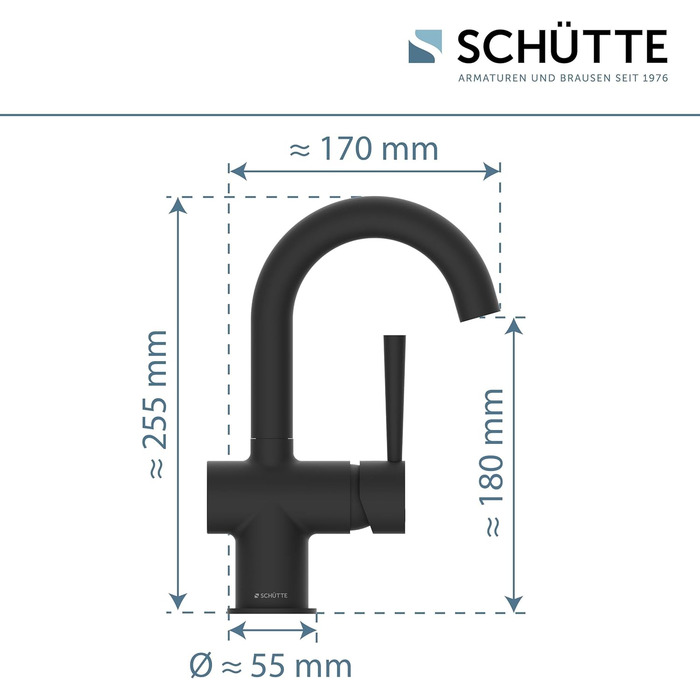 Змішувач для ванної SCHÜTTE 79710 LONDON з висувною лійкою, для миття волосся, однорідний, з комплектом для зливу, хром (чорний)