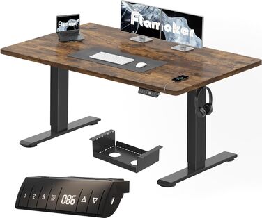 Регульований стіл Flamaker: електричний, з пам'яттю, для офісу, 140x70 см, коричневий (Vintage Braun)