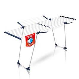 Розсувна сушарка для білизни BigDean Jumbo з потовщеними стійками, довжина просушування 28м (Біло-блакитна)