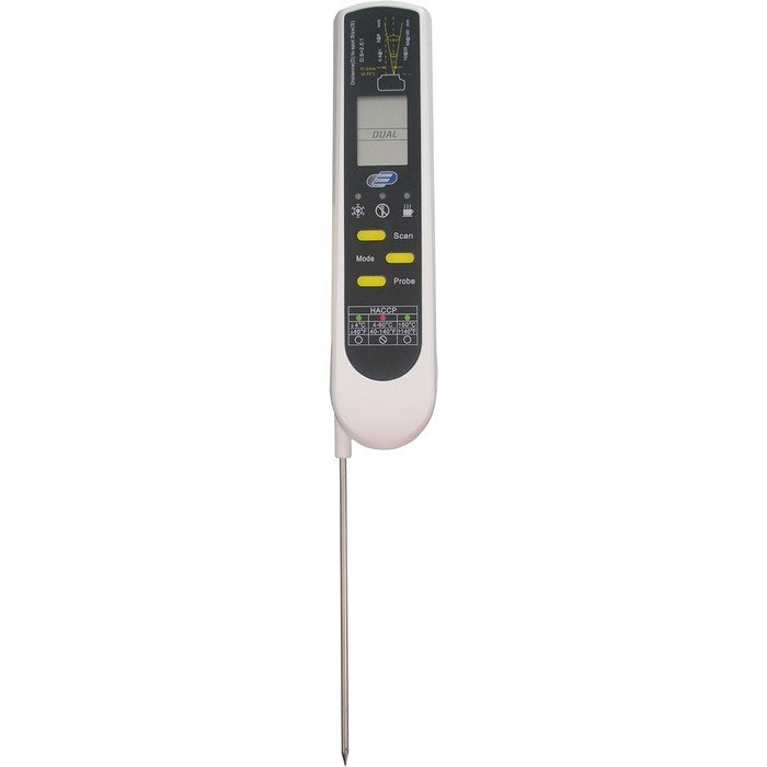 Цифровий інфрачервоний термометр TFA Dostmann Dualtemp Pro, 31.1119, відповідно до HACCP EN 13485, два методи вимірювання температури, білий, Д 39 х Ш 22 х В 160 (275) мм