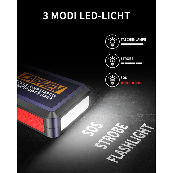 Powerbank для авто Starthilfe 5000A: зарядний пристрій, бустер, 12V, 8.0L бензин/дизель, USB, LED ліхтарик