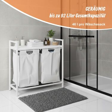 Кошик для білизни Relaxdays з двома відділеннями та полицею