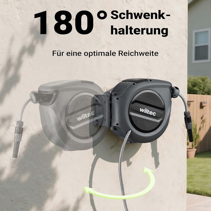 XPOtool Шланг-катушка на стіну з автозмотуванням та 15м водяного шлангу для поливу саду