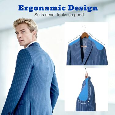 Дерев'яні вішалки для одягу HOUSE DAY, 6 шт., ширина 45 см, горіх, з неслизькими поверхнями, для сорочок, костюмів та штанів