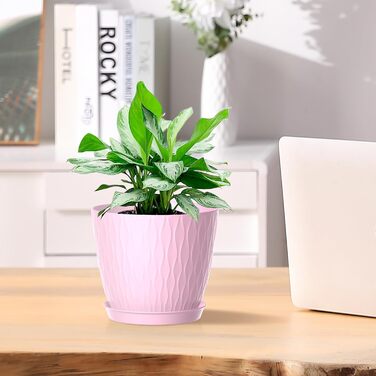 Набір горщиків для квітів з системою поливу (5 шт.), 17.8 см, з підставкою, для дому та балкону (кольорові)