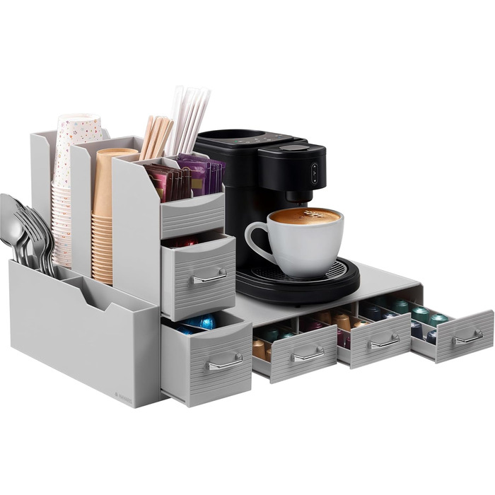Тримач для капсул кави Navaris - органайзер для Nespresso капсул - контейнер для капсул різних розмірів - сірий