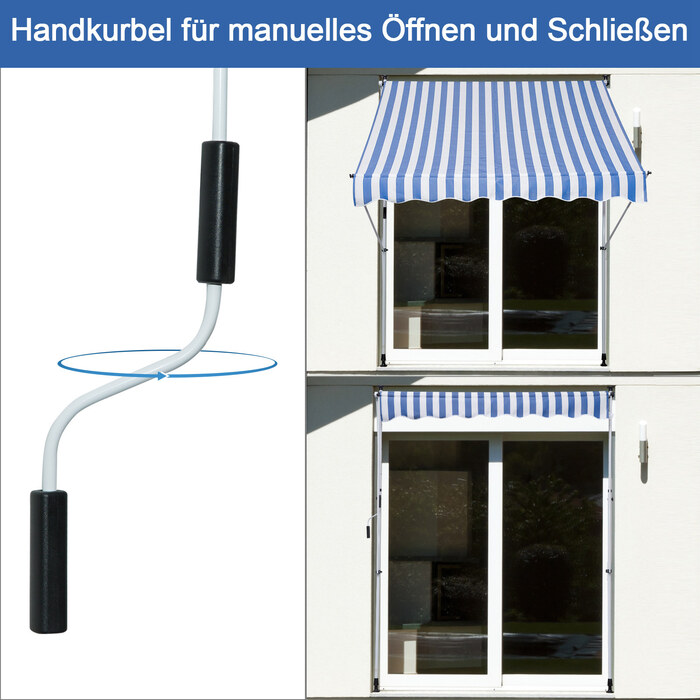 Outsunny Folding Arm Тент Clamp Тент регульований по висоті 200x150 см синій/білий алюміній для патіо та балкона