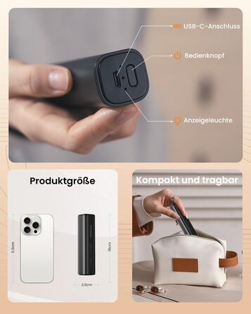 Електричний грівець для рук Gaiatop 8000mAh з LED-ліхтариком (2 шт.), магнітний, 3 швидкості нагріву, для жінок, сім'ї, активного відпочинку, чорний