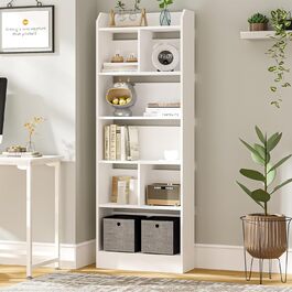 Стильний стелаж для книг з 6 секціями, білий, 24 x 60 x 170 см (BC11103X)