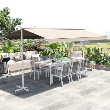 Маркіза Standmarkise Markise 4,5 x 3,4 м для тераси, сад, з відкидним механізмом та ручним приводом, колір кремовий, алюміній, метал.