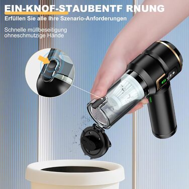 Акумуляторний ручний пилосос 4-в-1 для авто та дому з LCD-дисплеєм, потужність 28000Па, 3 режими роботи, бездротовий міні-пилосос від шерсті та пилу, чорний