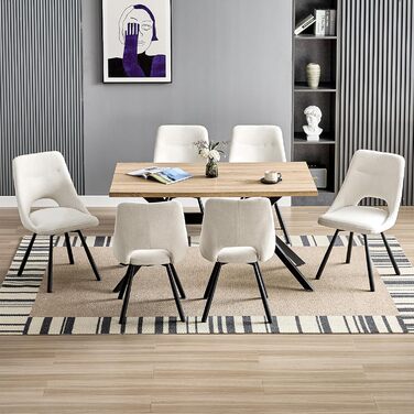 Обідні крісла поворотні, комплект 2 шт., матеріал - кашмір-бавовна, чорні металеві ніжки, для кухні, вітальні, їдальні (Бежевий)