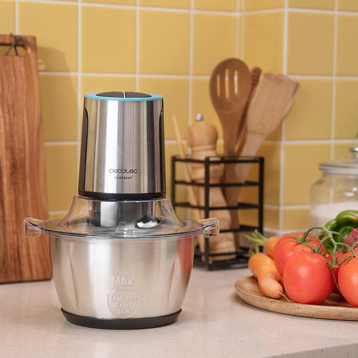 Подрібнювач Cecotec ChopBeat 2000S 500W зі скляною чашею 500г, 4 леза з нержавіючої сталі, 2 швидкості