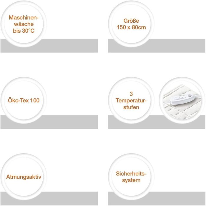 Підігріваюче коврик Sanitas SWB 20 з флісу | з системою безпеки та 3 рівнями температури | Легко кріпиться до ліжка та матрацу | Можна прати при 30°C | 150 x 80 см, Бежевий