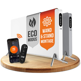 Електричний конвекторний обігрівач LEBENLANG з Wi-Fi, 2000W, білий. Економія енергії, дистанційне керування, підлоговий/настінний монтаж