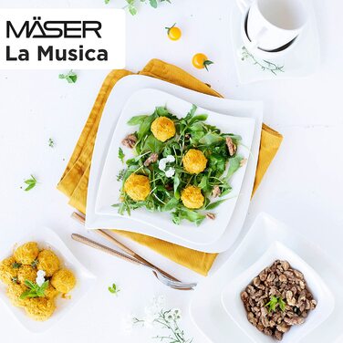 Кавові чашки серії Mser La Musica, набір з 6 кавових чашок, порцелянові, білі (комбінований сервіс на 30 шт. )