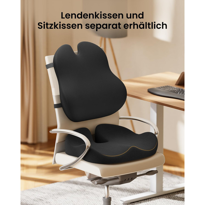 Підпорка для спини ProtoArc з піною Memory Foam, для офісного крісла, авто та столу, чорна