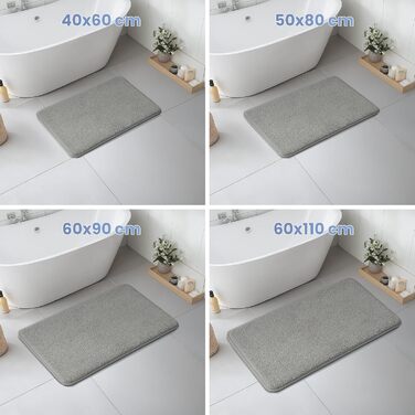 Набір килимків для ванної кімнати VOUNOT 2 шт. (60x90 см) – антиковзаючі, з мікрофібри, швидковисихаючі, сірого кольору