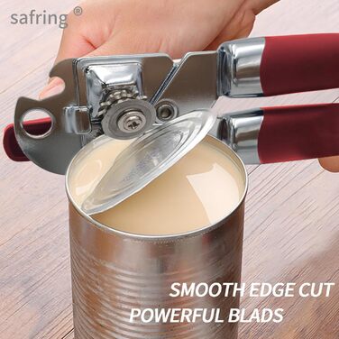 Ручний відкривач консерв з нержавіючої сталі з комфортною ручкою та універсальним відкривачем пляшок (червоний)