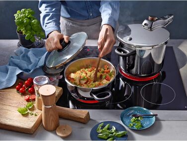 Набір швидковарки WMF Perfect Induktion 2 шт (4.5л + 3л) Cromargan нержавіюча сталь, 2 рівні потужності