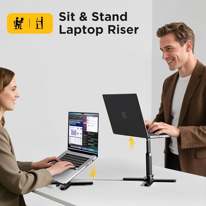 Підставка для ноутбука FoldWise X для столу – алюміній, 360° обертання, складна, регульована по висоті та куту нахилу – стабільна та портативна підставка для ноутбука, MacBook та комп'ютера, 11-18 дюймів (Чорний)