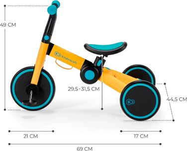 Триколісний велосипед Kinderkraft 4TRIKE 3 в 1: самокат-каталка-велосипед, жовтий, для дітей від 12 місяців до 5 років