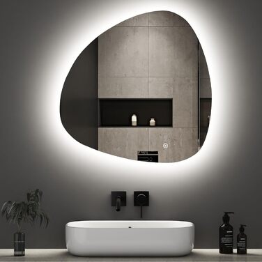 Дзеркало для ванної кімнати Boromal з підсвічуванням, овальне LED, 50x90 см, сенсорне керування, диммування, 3 кольори світла