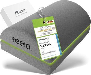 Підставка для ніг під стіл Feela® – ергономічна підставка для ніг, footrest, foot rest для комфорту (темно-сіра) без термосумки