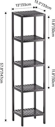 SMIBUY Поличка для ванної кімнати, 5 ярусів, бамбукова поличка, органайзер, багатофункціональна поличка для вітальні, спальні, кухні (Чорний)