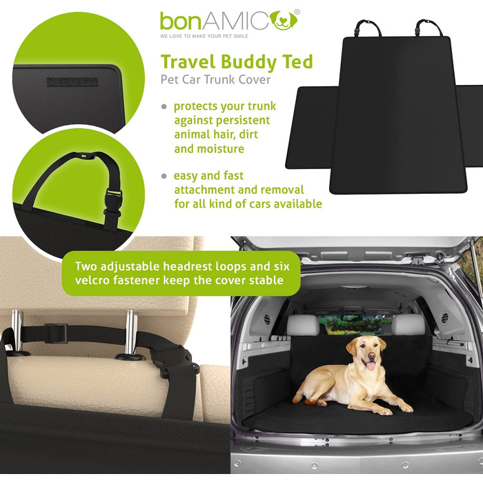 Килимок для захисту багажника bonAMICO-ковдра для собак і протиковзкий килимок з бічним захистом - автомобільний чохол для багажника Собака-водонепроникний-захищає від подряпин, бруду, шерсті домашніх тварин-аксесуари для собак Автомобільна ковдра для баг
