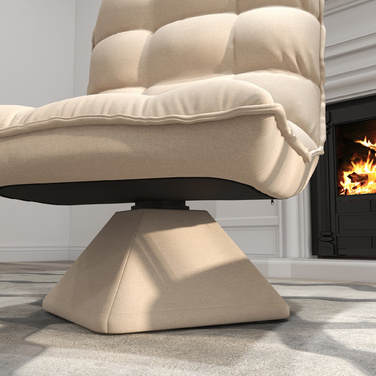 Крісло-релакс, крісло для читання, поворотне, з текстурою льону, розміри 62 x 70 x 95 см, бежеве