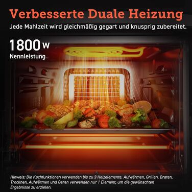 Фритюрниця повітряна COSORI 12L з 11 функціями, сушка, ферментація, подвійне нагрівання, вікно огляду, Airfryer XXL, міні-піч, рецепти, 7 аксесуарів, 220°C, срільно-чорний колір