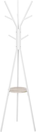 Вільна стійка для одягу WOLTU у вигляді дерева з полицею та 9 гачками, для одягу, шапок та сумок, біла, металева