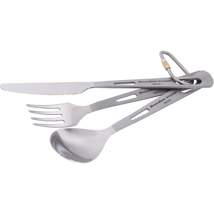 Набір туристичного посуду iBasingo Titan 3 шт. (вилка, ложка, ніж) з нержавіючої сталі - для кемпінгу, риболовлі, пікніків, грилів