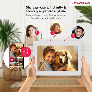 Фоторама Thomson Fotorahmen 10 дюймів: IPS FHD, сенсорний екран, 32 ГБ, Wi-Fi, для iOS/Android (біла)