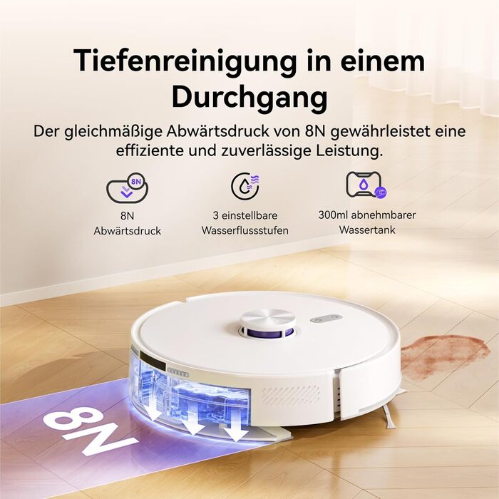 Робот-пилосос NARWAL Freo S з функцією миття підлоги, 8000Pa, 3.5L, LDS-лазерна навігація, керування через додаток, для килимів та шерсті тварин