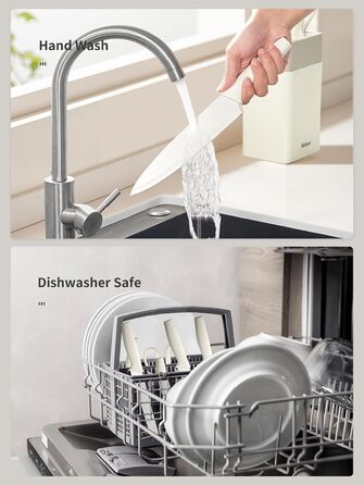 Набір кухонних ножів Yabano 7 предметів з підставкою та точилкою, кухонний набір з пластиковою підставкою (білий)