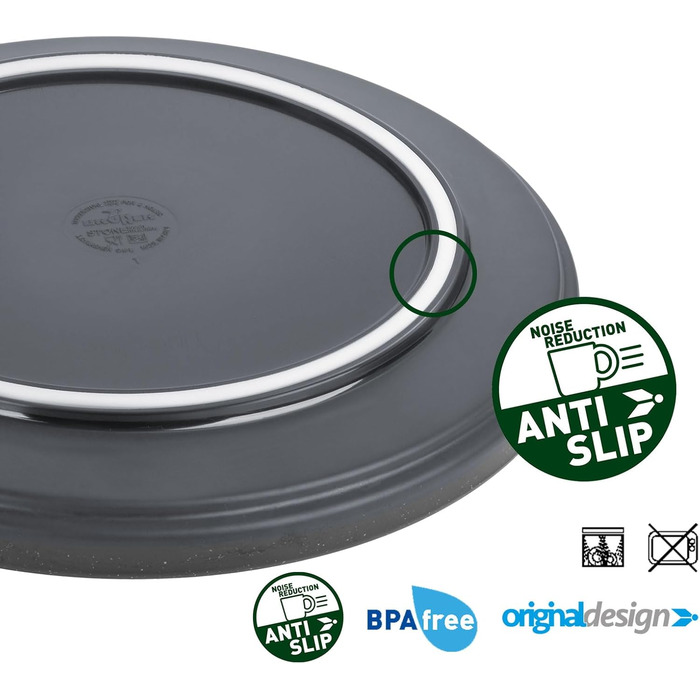 Набір посуду BRUNNER Melamin 16 предметів: тарілки та чашки для кемпінгу (2-4 особи) + ланч-бокс ODETTE, стекований, стійкий до подряпин