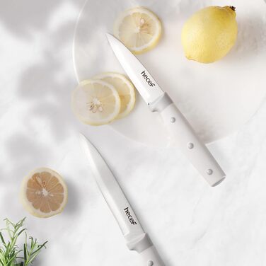 Набір ножів Hecef 14 предметів з дерев'яним блоком, професійний набір кухонних ножів з нержавіючої сталі, з шліфувальником, ножицями та ножем для стейка (сірий)