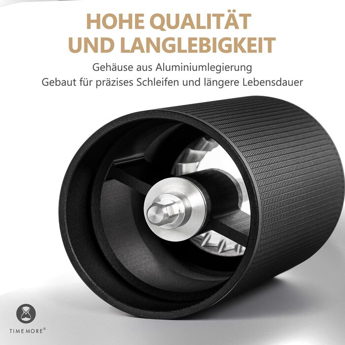 Ручна кавомолка TIMEMORE Chestnut C3 ESP PRO: корпус з нержавіючої сталі, жорна S2C, для еспресо та френч-пресу, чорний колір