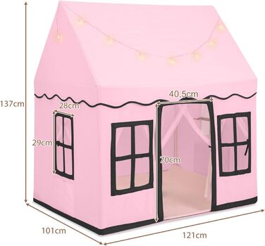Дитячий намет Dreamade з гірляндою та килимком, намет Тіпі, дитячий будиночок з вікнами, рожевий