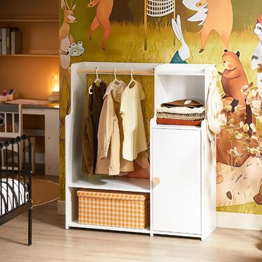 Дитяча шафа SoBuy з 2 гачками, гардероб для дитячої кімнати, білий, 94x110x35 см (KMB110-W)