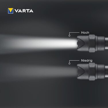 Світлодіодний ліхтарик VARTA потужністю 6 Вт, включаючи електричний. 3 батарейки ААА, неруйнівний світильник F10 Pro, лампа, робочий світильник з двома режимами освітлення, надміцний кишеньковий ліхтарик невеликого розміру, захищений від води і пилу (F30 