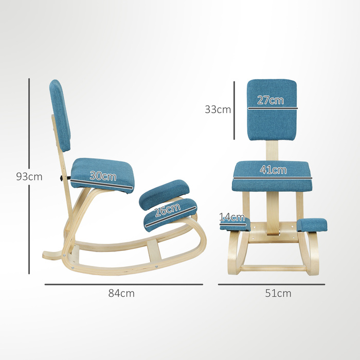 Ергономічний колінний стілець для дому, офісу та медитацій, темно-синій